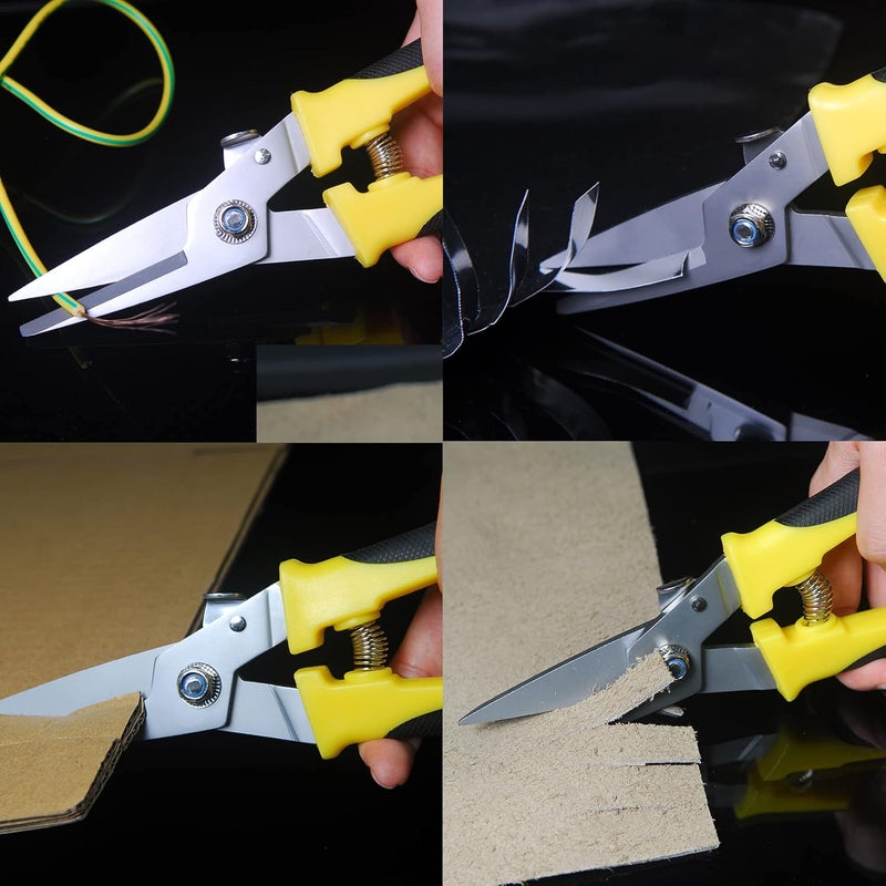 TOOLMAK Aviation Tin Snips 8 Inch Heavy Duty Metal Cutter, Straight Shears with Stainless Steel Blade & Comfort Grips, Multifunction Cutting of Branches, Cable Wires, Thin Iron, Cardboard(Right Hand) - Image 2